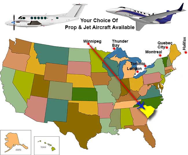 South Carolina Charter Flights / USA Charter Flight Network